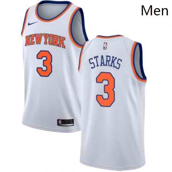 Mens Nike New York Knicks 3 John Starks Swingman White NBA Jersey Association Edition